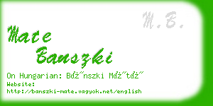 mate banszki business card